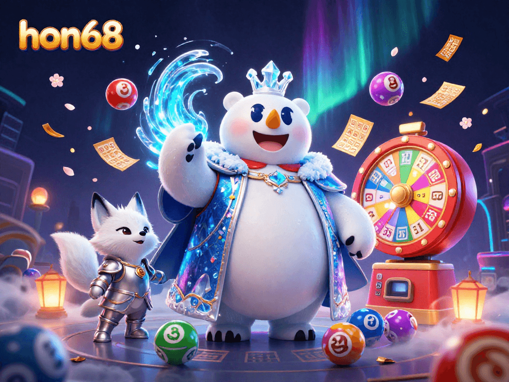 Experience exhilarating chances to win with hon68's vibrant lottery and gaming action featuring playful characters.