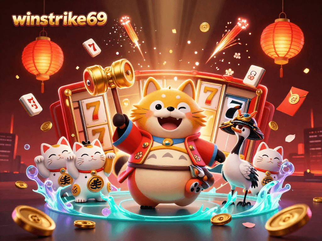 Winstrike69 brings a joyful casino atmosphere with vibrant characters and enticing elements.