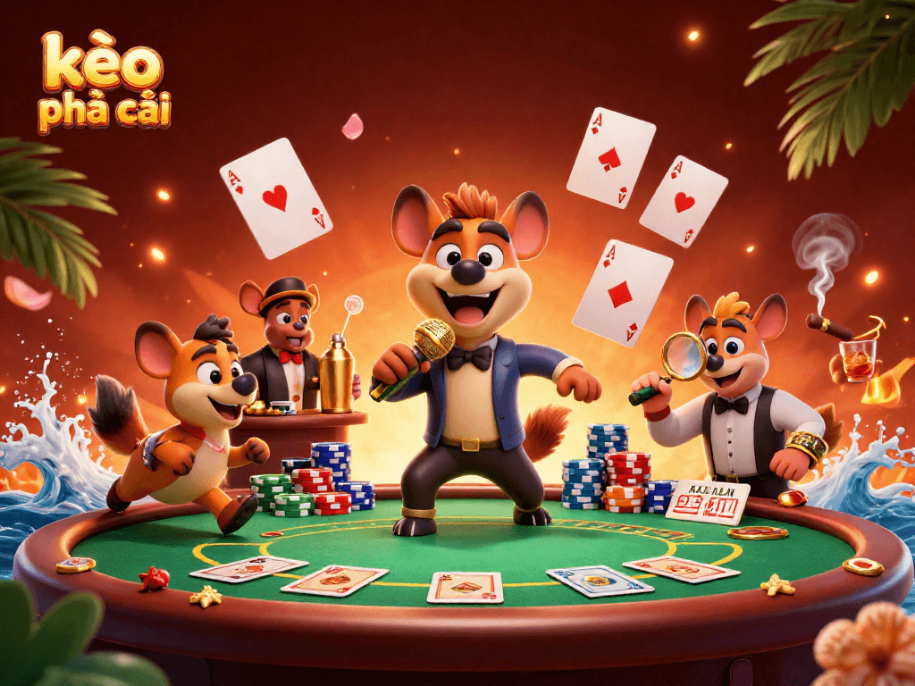Experience thrilling kèo nhà cái action with hyenas hosting a vibrant comedy casino.