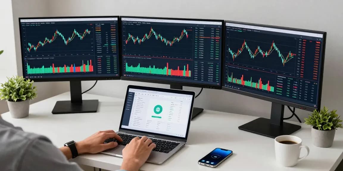 Play exchange trading workspace with real-time cryptocurrency charts and secure digital wallet setup.