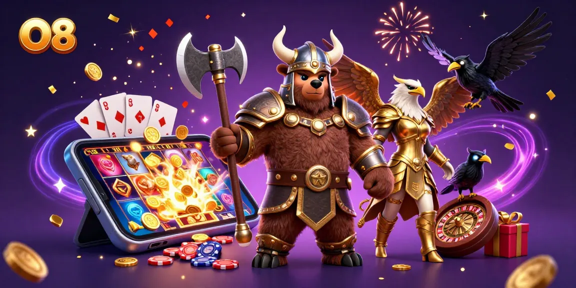O8 engages players with a colorful slot game experience featuring vibrant characters and dynamic casino elements.