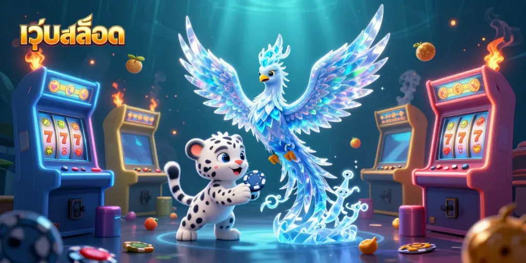 Engage in thrilling เว็บสล็อต action with dynamic 3D characters and casino elements in a vibrant scene.
