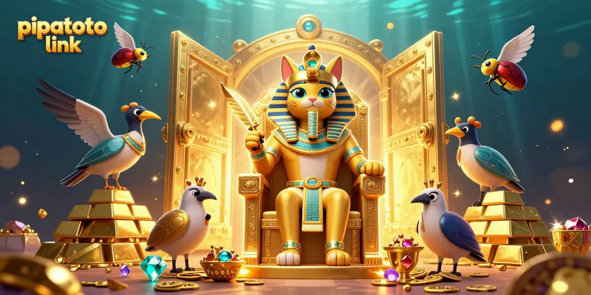 Join the excitement with pipatoto link as the pharaoh cat oversees a treasure-filled casino adventure.