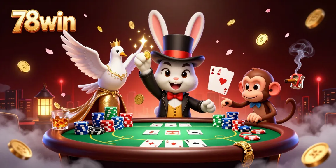 Engage with 78win's thrilling casino excitement featuring magical characters and poker elements!