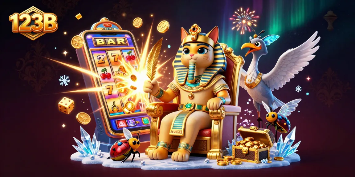 Explore thrilling gaming action at 123B with a vibrant scene of a jackpot-winning slot experience.