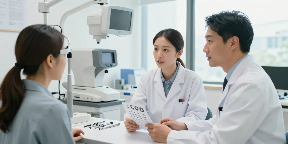 Koreksi Penglihatan consultation at a modern eye care clinic with advanced technology and patient engagement.