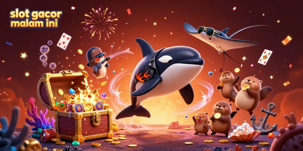Menang slot gacor malam ini dengan orca, ikan pari, dan berang-berang laut di kasino bawah laut.