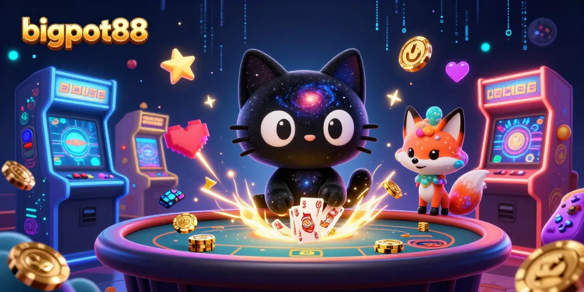 Engage with bigpot88’s cosmic gaming experience at a vibrant casino table filled with gold and game excitement.