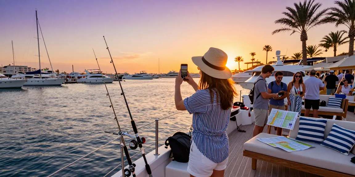 Traveler enjoying qris slot opportunities at a lively marina.