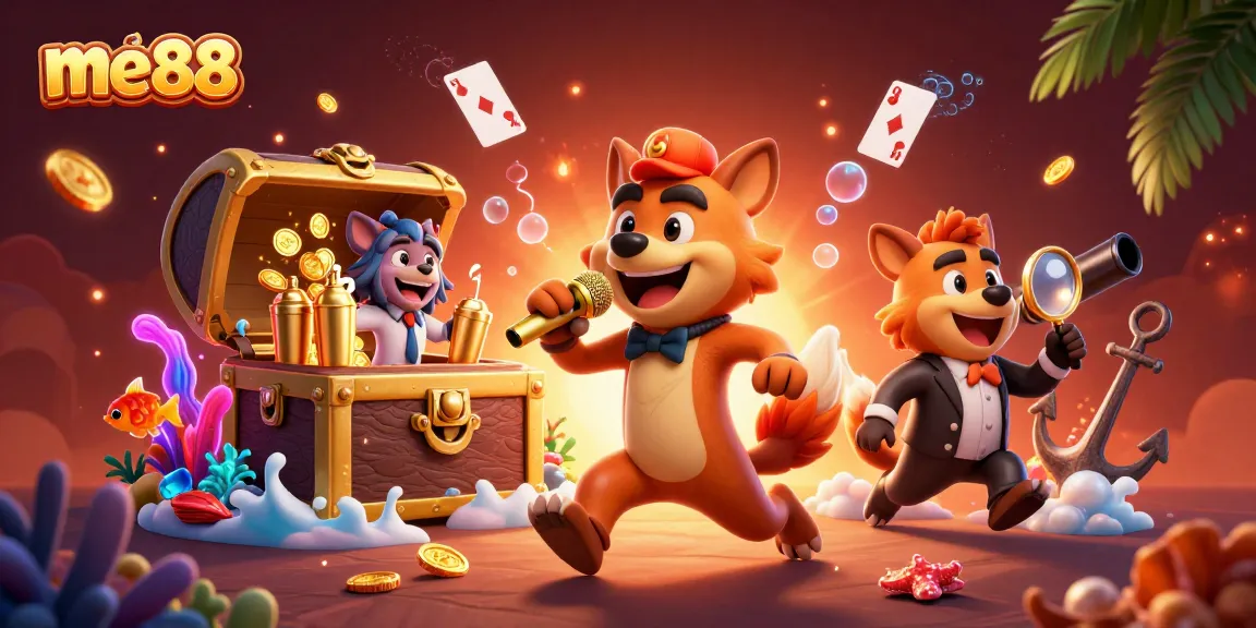 Experience lively gaming at me88 with hyenas running a vibrant casino club, showcasing engaging elements.