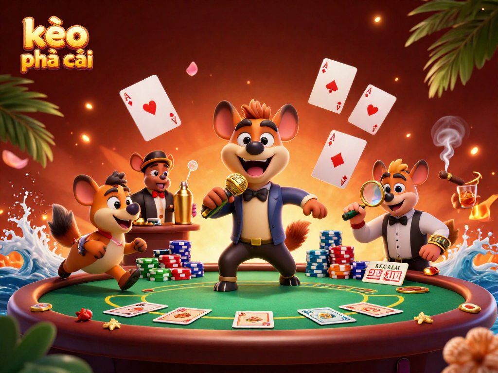 Experience thrilling kèo nhà cái action with hyenas hosting a vibrant comedy casino.