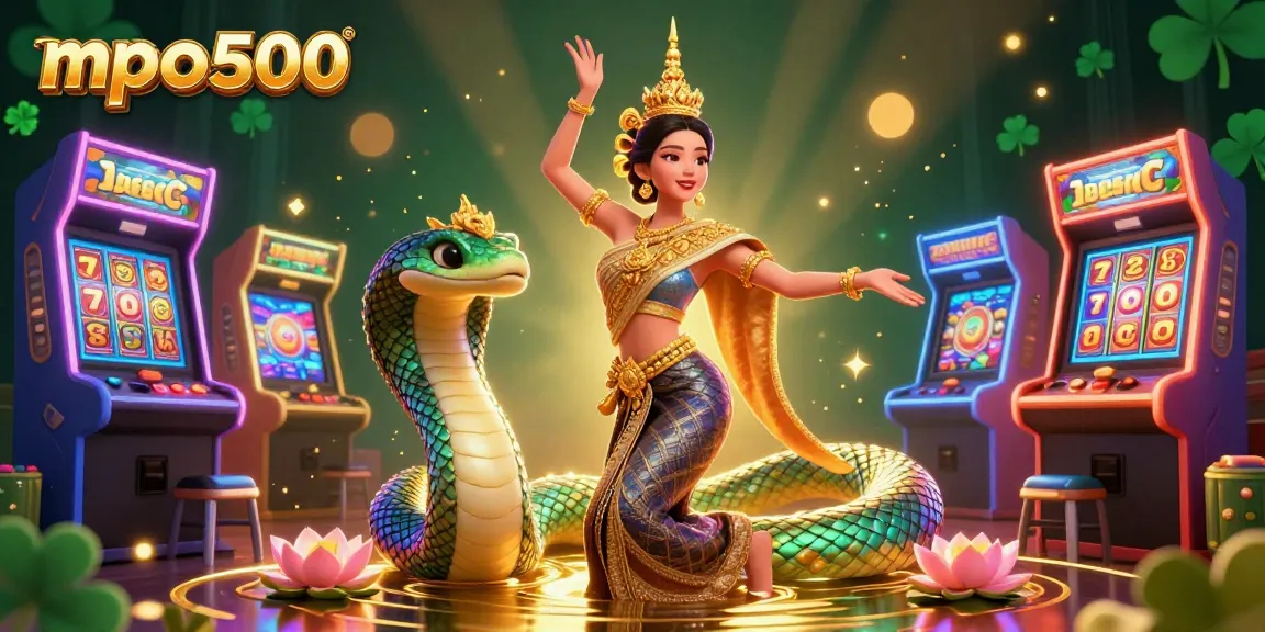 Play and win with mpo500 in a vibrant casino scene featuring Thai traditions and gaming excitement.