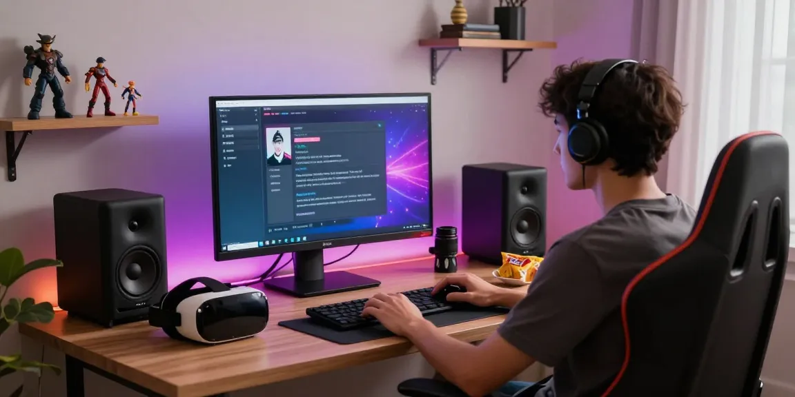 Engaging NSFW AI chat setup showing user interacting with virtual characters, vibrant gaming environment.