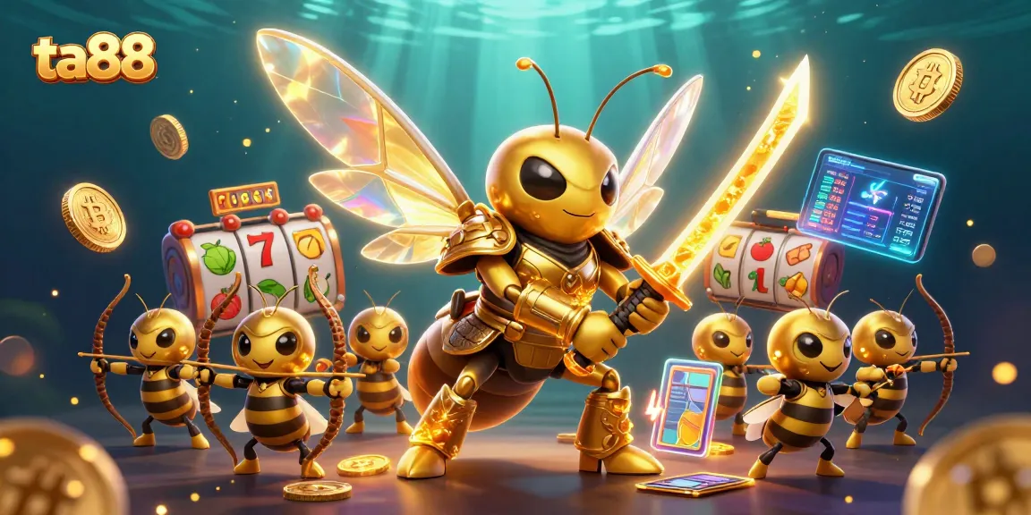 Engage players with ta88's vibrant casino experience including slot reels and crypto elements.