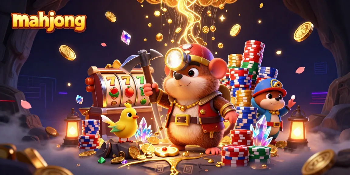 Spin the mahjong slot reels and uncover treasures with the cartoon treasure hunter mole and his canary companion.