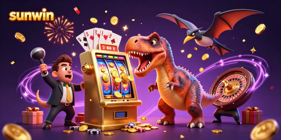 Experience the thrill of sunwin gaming as a pachycephalosaurus wins big at the slot machine!