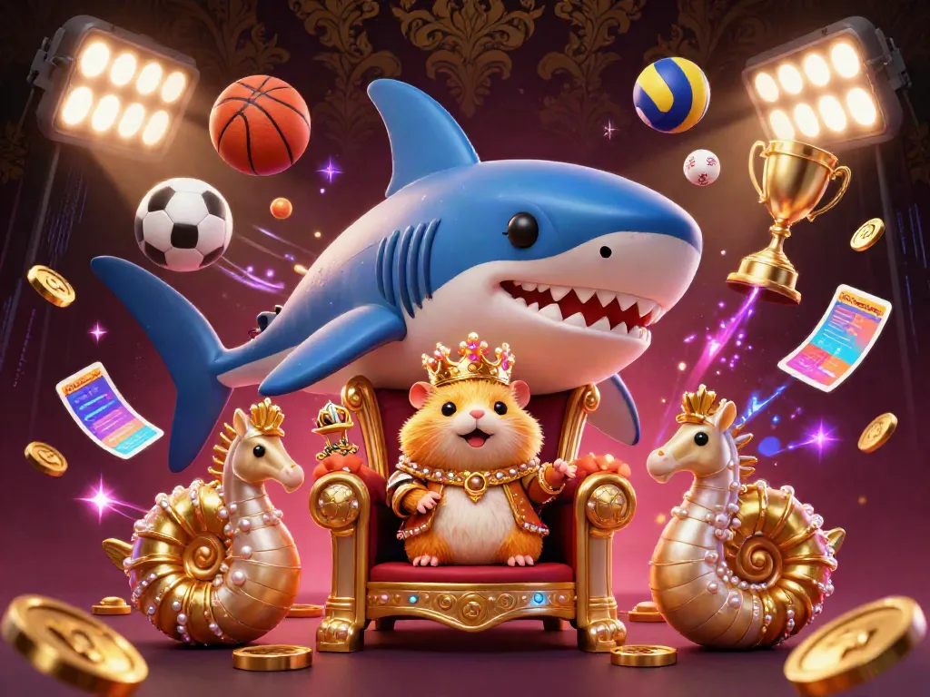 Engage in winning strategies with Onbet, featuring a golden hamster king and dynamic sports elements.