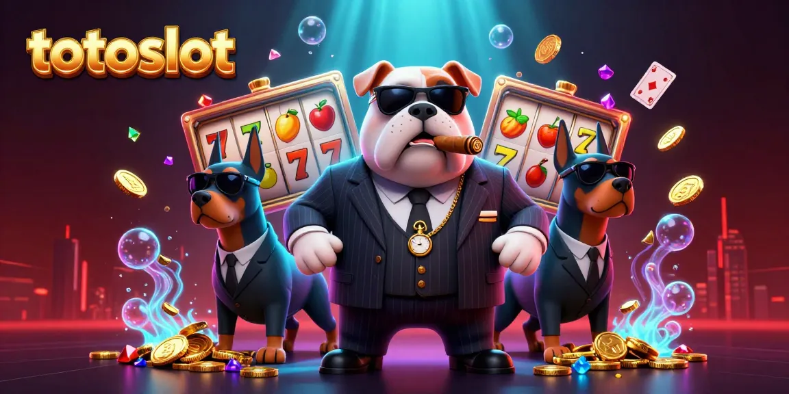 Totoslot offers thrilling slot action with a packed scene featuring a mafia dog and bodyguard pinschers.