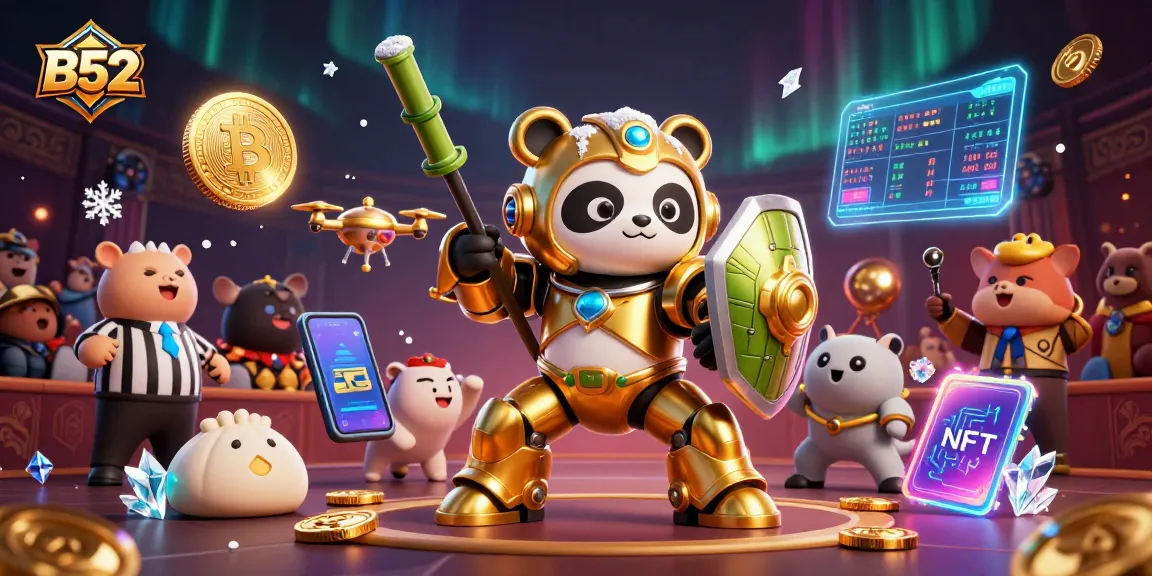 B52 offers exciting gaming experiences featuring a golden panda in a vibrant casino scene.