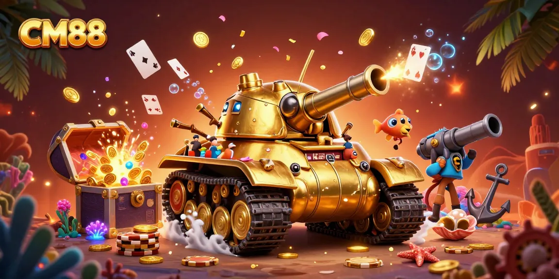 Experience thrilling gameplay at CM88 with a dynamic scene showcasing a casino in a golden beetle tank.