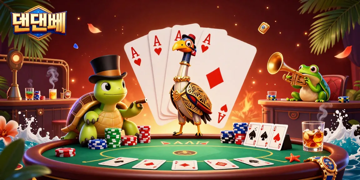Experience exciting gameplay at 텐텐벳 surrounded by vibrant poker elements and dynamic casino characters.