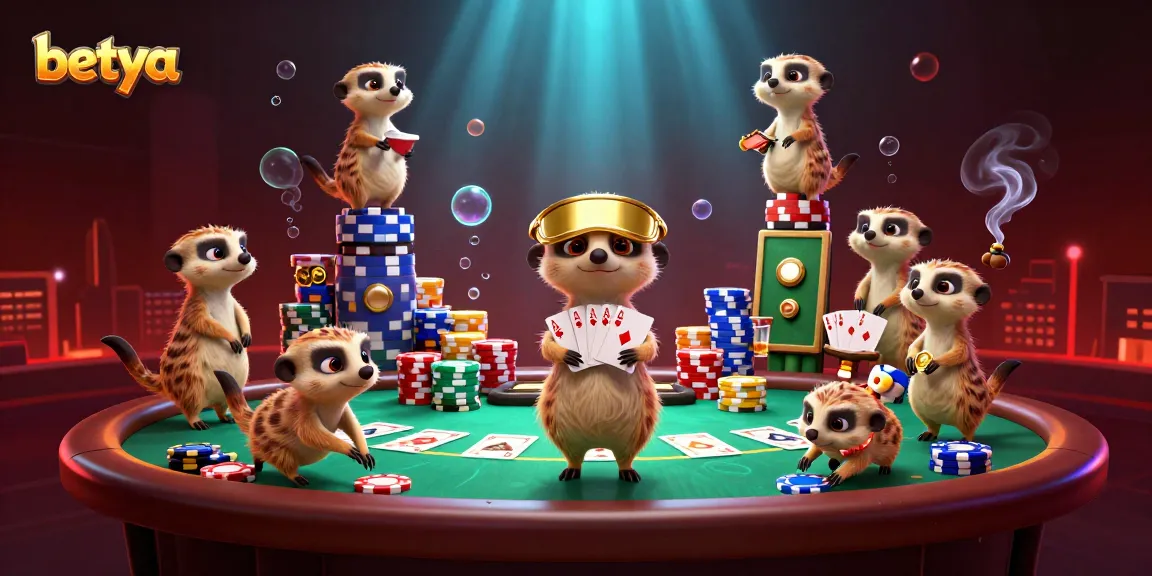 Engage with betya as meerkats run a thrilling casino scene full of poker chips and excitement.