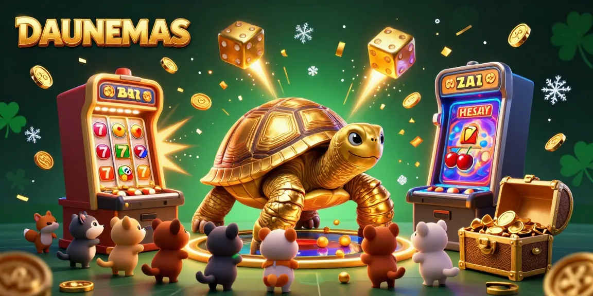 Experience the excitement at DAUNEMAS with a lively scene of golden-themed gambling adventures.