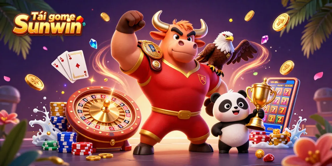 Experience the excitement of Tải game Sunwin with dynamic characters in a vibrant casino scene.