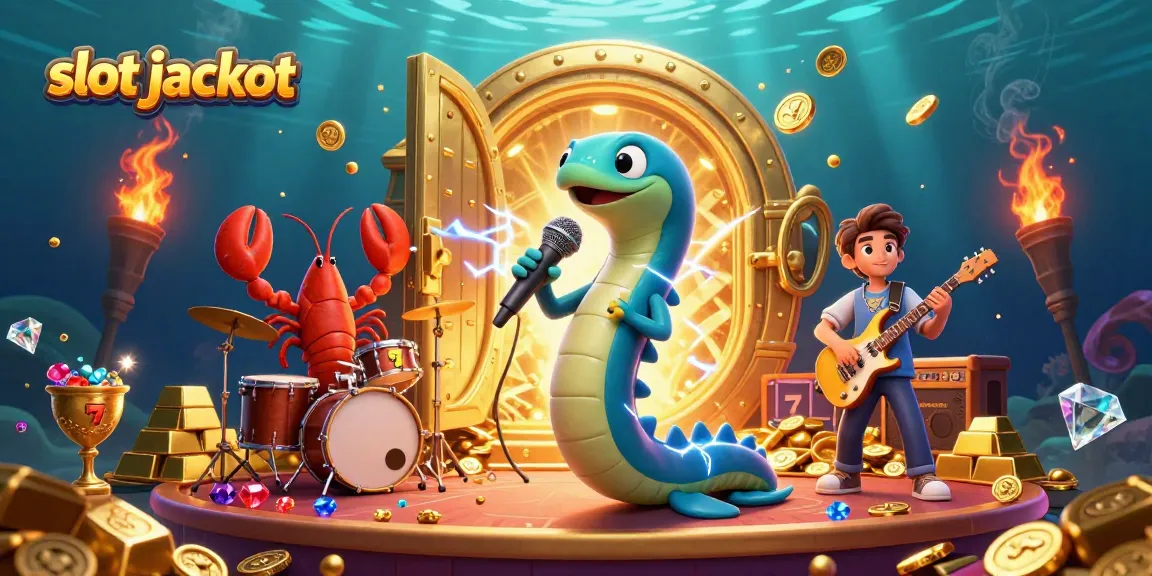Pemain mengamati slot jackpot yang meriah di kasino bawah laut dengan karakter unik.
