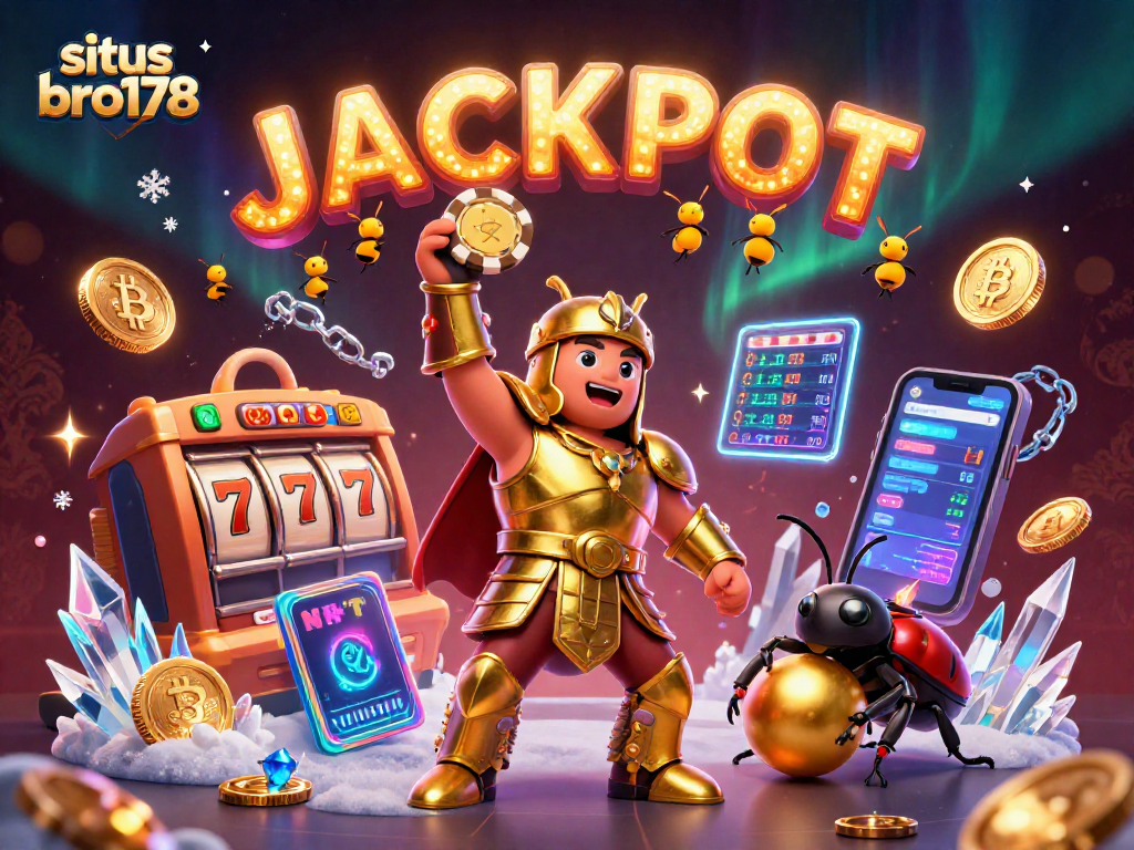 Visualisasi menarik dari situs bro178 dengan karakter unik dan elemen judi menyala