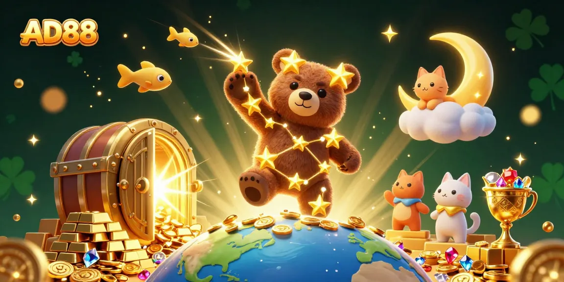 Engage with AD88's thrilling gaming world, where fortune flows from golden vaults and sparkling treasures await.
