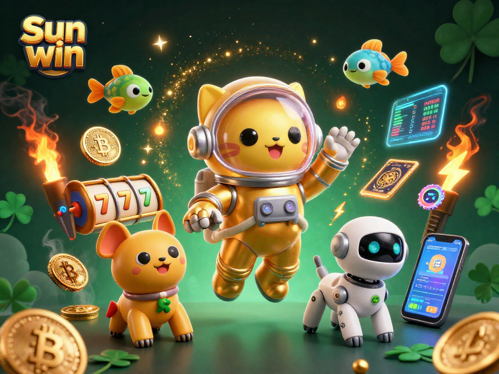 Engage in the thrilling world of Sun win with a captivating digital scene of slot games amidst cosmic adventures.