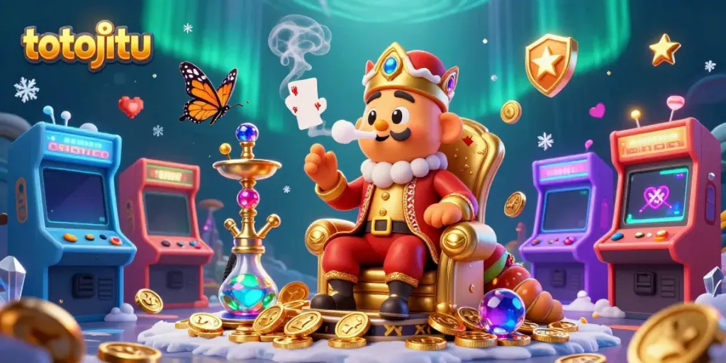 Experience the excitement of totojitu with an illustrative scene featuring a whimsical caterpillar and vibrant casino elements.