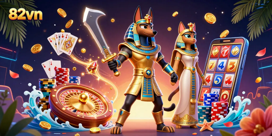 Engage players with thrilling 82vn casino games featuring vibrant characters and exciting symbols.