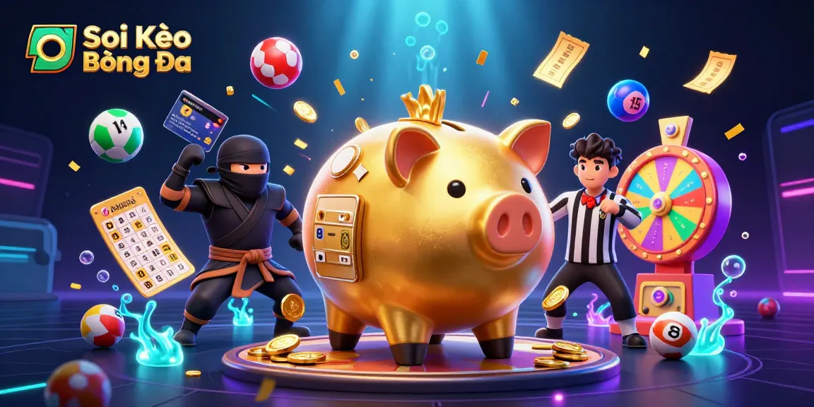 Soi Kèo Bóng Đá engaging sports betting scene with vibrant elements and cartoon characters in action
