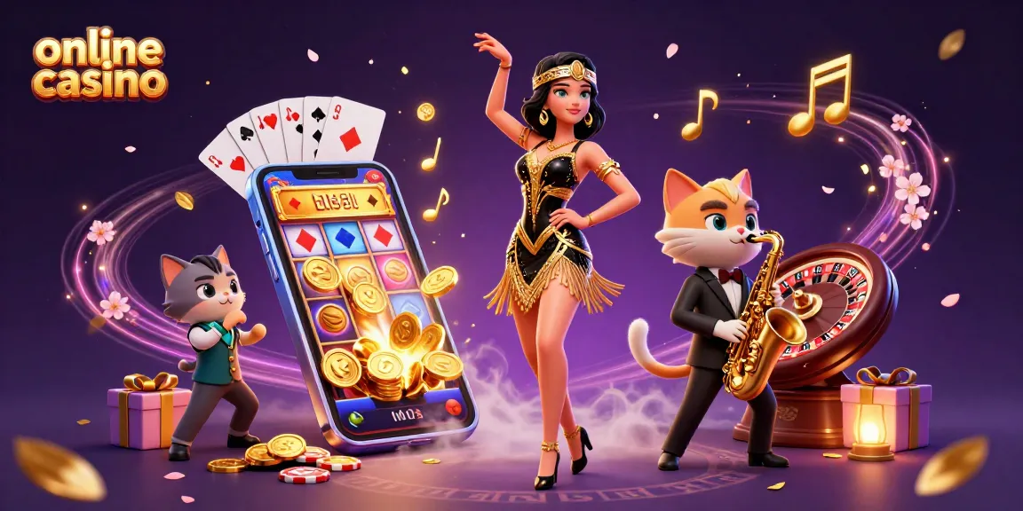 Experience vibrant action at an online casino with lively characters and game elements.