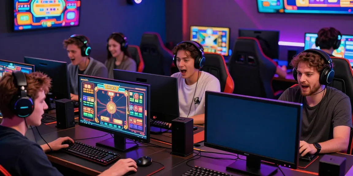 Engaged players trying ทดลองสล็อต with vibrant graphics in an exciting gaming room.