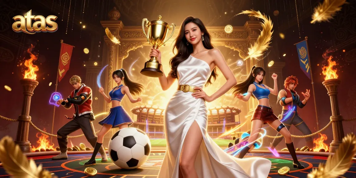 Witness the thrilling victory at ATAS Casino, where champions celebrate with golden trophies and sports betting action.