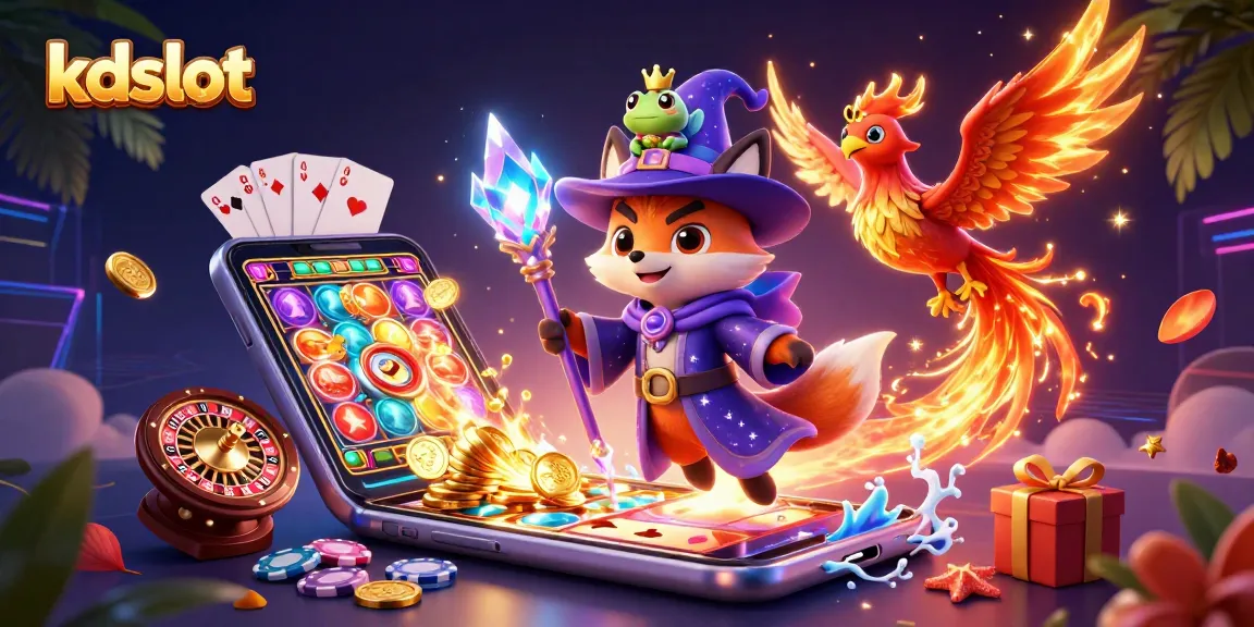 Engage with thrilling kdslot adventures in this dazzling casino scene of dynamic characters and vibrant game elements!