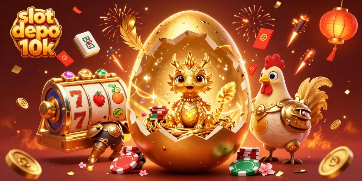 Permainan slot depo 10k menampilkan naga emas dalam sarang chip poker, ciri unik kasino online.