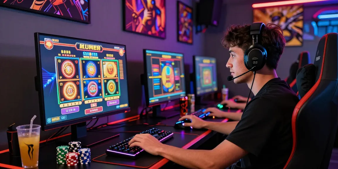 Gamer enjoying deposit tanpa minimal at a modern gaming setup.