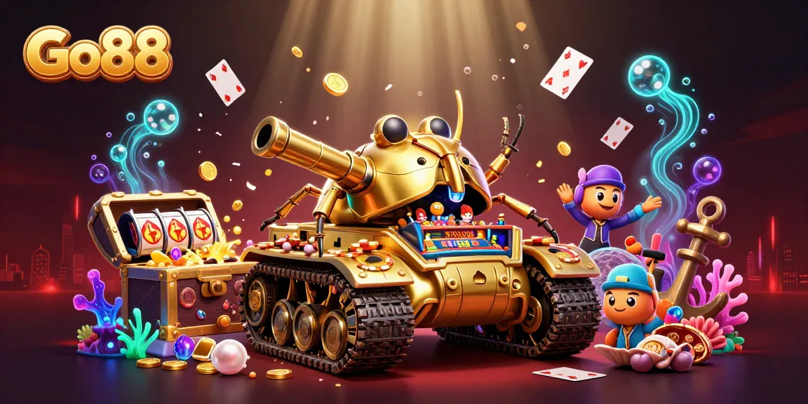 Experience thrilling gameplay at Go88 with vibrant slot machines and a unique casino setup.