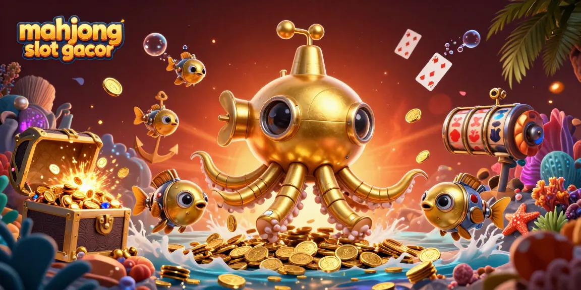Engage in the thrilling experience of mahjong slot gacor amidst a vibrant underwater world of gold coins and spins.