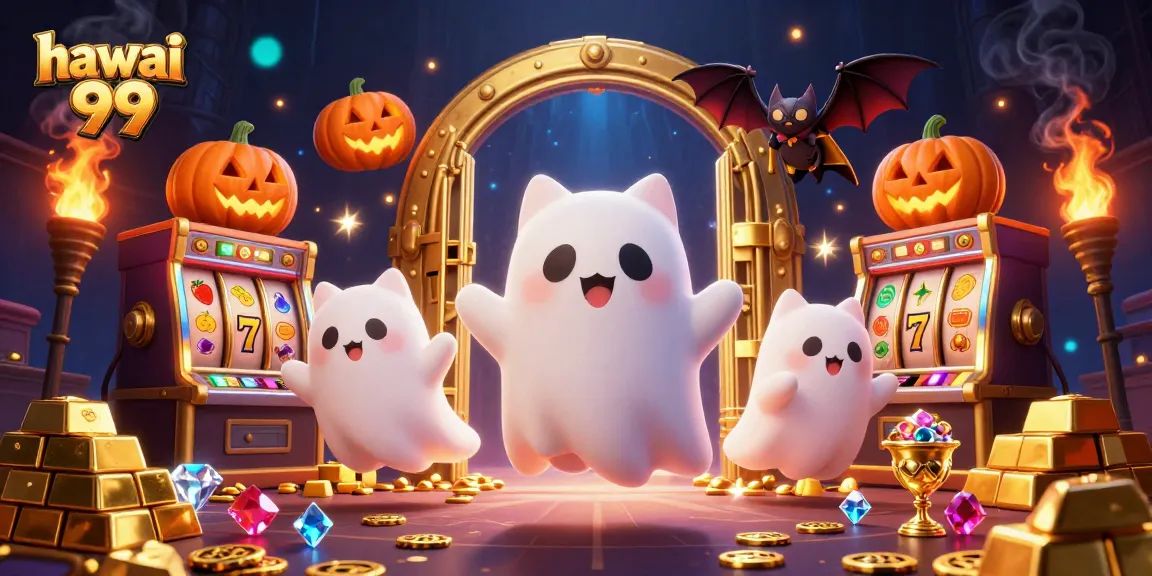 Engage with thrilling hawai 99 gaming as a ghostly cat and bat explore a haunted casino.