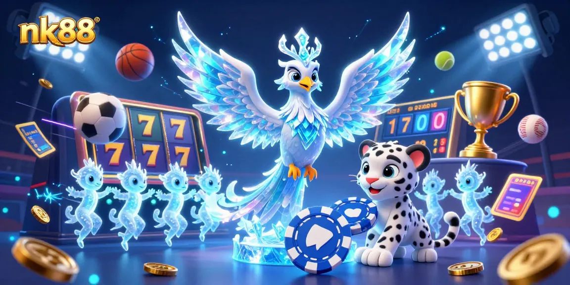 nk88 engages in exciting online casino gameplay with a vibrant 3D scene of animated characters and dynamic game elements.