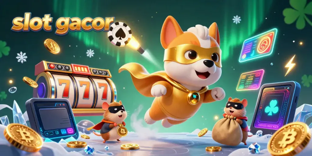 Slot gacor menghadirkan permainan jackpot dengan banyak simbol keberuntungan dan koin emas bersinar.