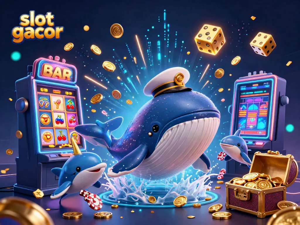 Menggoda dengan slot gacor sambil melihat ikan paus raksasa dan dadu berkilau.