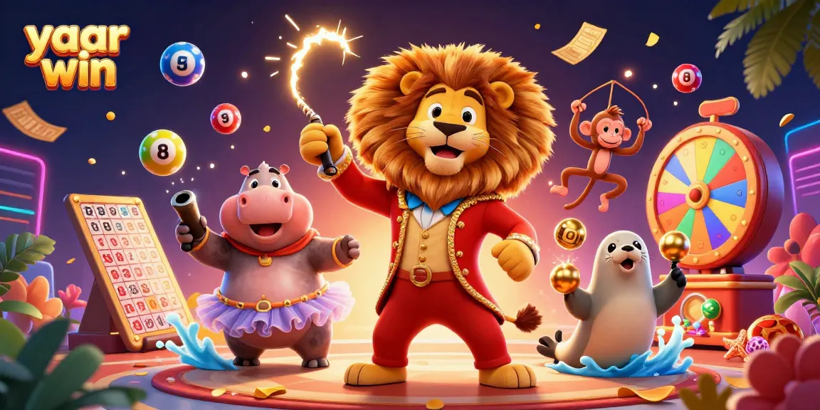 Engage with exciting yaar win lottery action in a vibrant dynamic casino-themed scene.