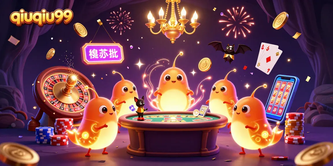 Experience qiuqiu99 gaming excitement with glowing characters and a vibrant casino scene.