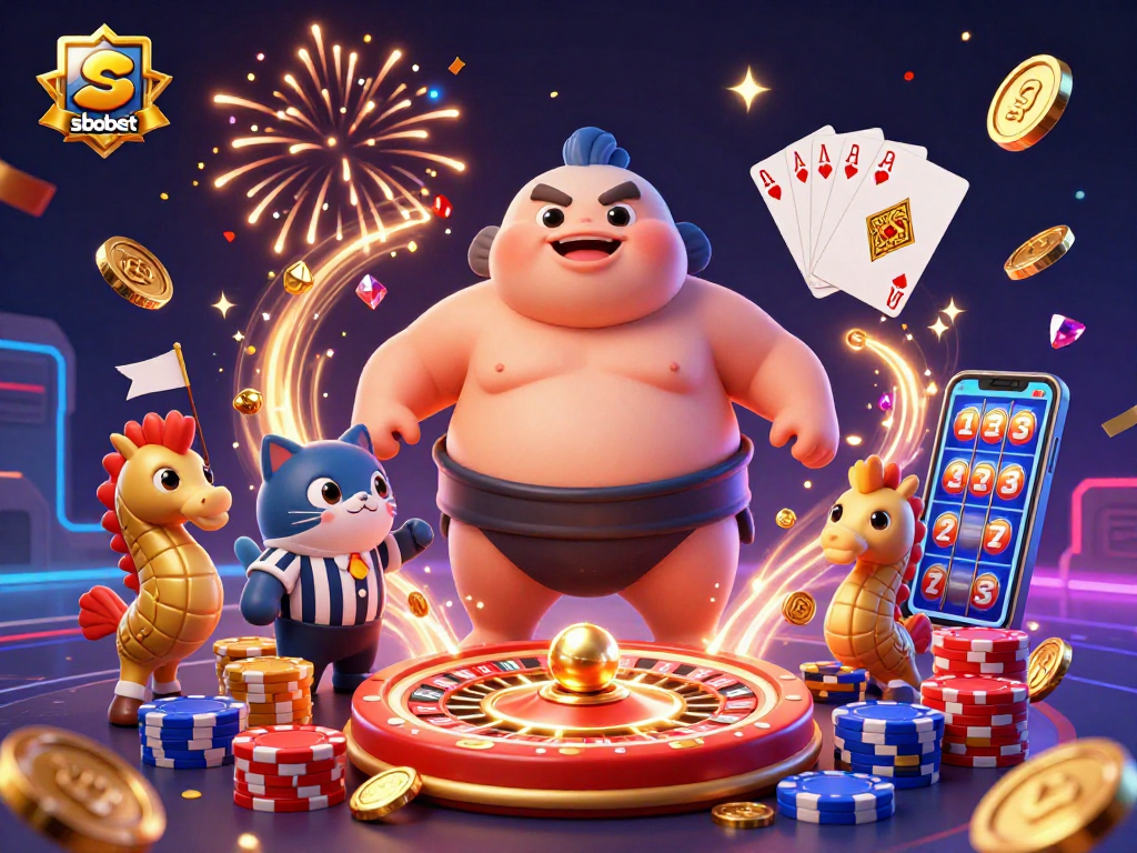 SBOBET showcases a thrilling scene of sports betting with a fugu and catfish in vibrant underwater action.